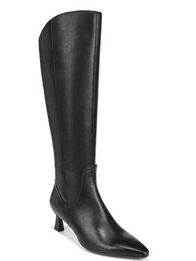 Naturalizer Deesha Leather Extra Wide Calf Black Knee-High Boots, size 7.5W